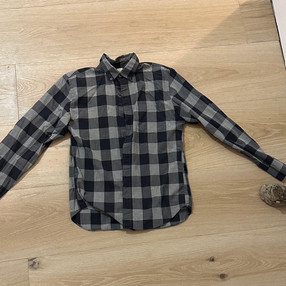 J. Crew Black and Gray Plaid Button Down Shirt